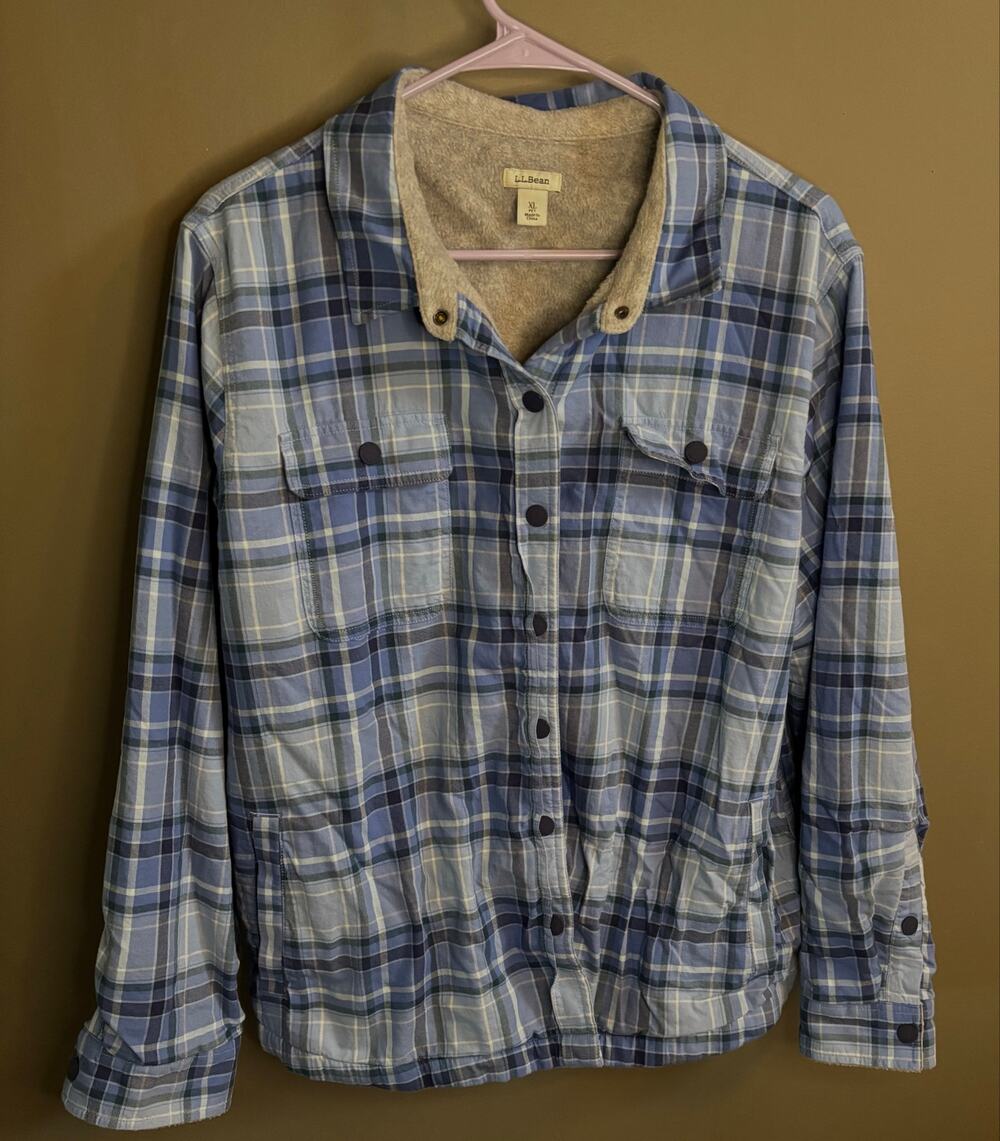 L.L. Bean Women's Fleece-Lined Snap-Front Plaid Flannel